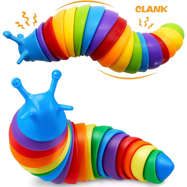 2 ST 3D Slug Toy Dekompression Fidget Sensorisk Flexibel Stress Relief Barn Barn flerfärgad