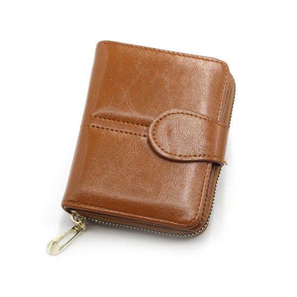 Kvinnor liten plånbok dam mini handväska Bifold PU läder kort handväska Mynt handväska Brown