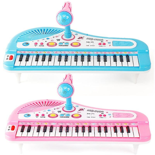 Kids Piano 37 Key Kids Electronic Keyboard Piano Musikleksak med mikrofon för barn Blue