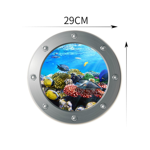 3D hyttventil Undervattens väggdekaler Badrum Sea Life Djur Dekal Vinylaffisch 2st 1