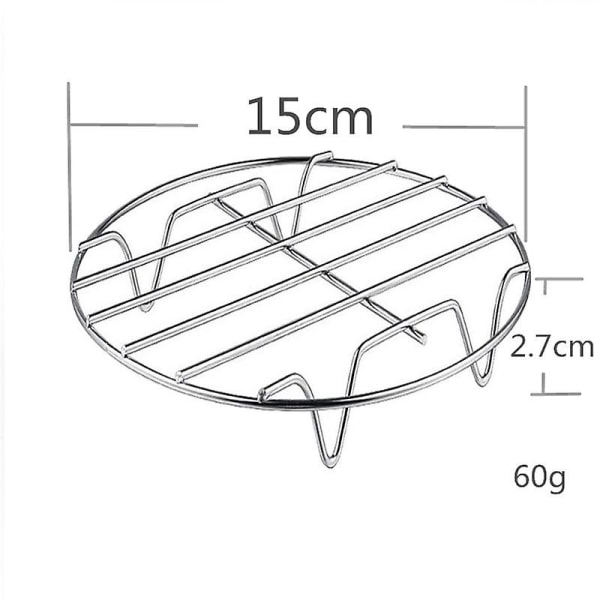 2-pack 6/7/8 tums luftfritös tillbehör Rostfritt stål matlagningsställ Runt köksstål Enkellags 15*2.7cm