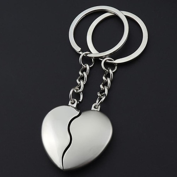 1 par Par Nyckelring Hjärta Nyckelringar Älskare Kärlek Nyckelring till födelsedagspresent Souvenirs dag present silver