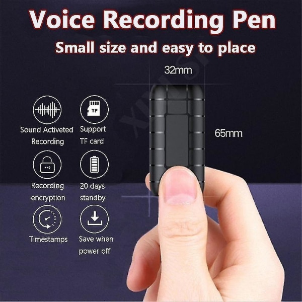 Röstinspelning Diktafon Penna Ljud Ljud Miniaktiverad Digital Professional Micro Flash Drive (8g) svart