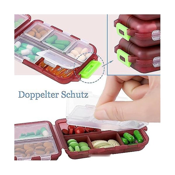 Portable Daily Pill C Medwallet Pill Organizer Med Wallet Pill Case Med Wallet Piller med etiketter rosa