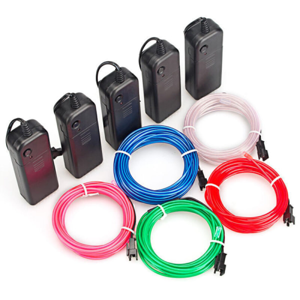 LED-neonljus Glow EL Wire String Strip Rope Tube Bilinteriör Batteridriven 5M Purple