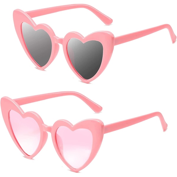 2st Hjärtformade Solglasögon För Kvinnor Vintage Cat Eye Solglasögon Mod Bröllopssolglasögon rosa