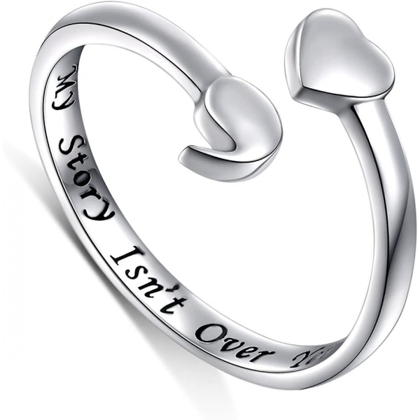 Shxx S925 Sterling Silver My Story Isn't Over Ännu Justerbar Hjärta Semikolon Ring B107-433 silver