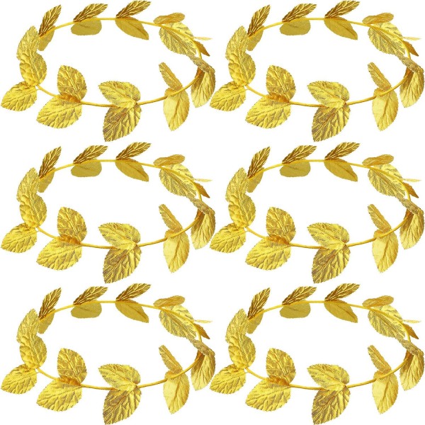 Roman Head Wreath Leaf Crown Huvudbonad Roman Leaf Pannband Toga Headwear Roman Laurel Gold (stickat tyg 6 delar) guld