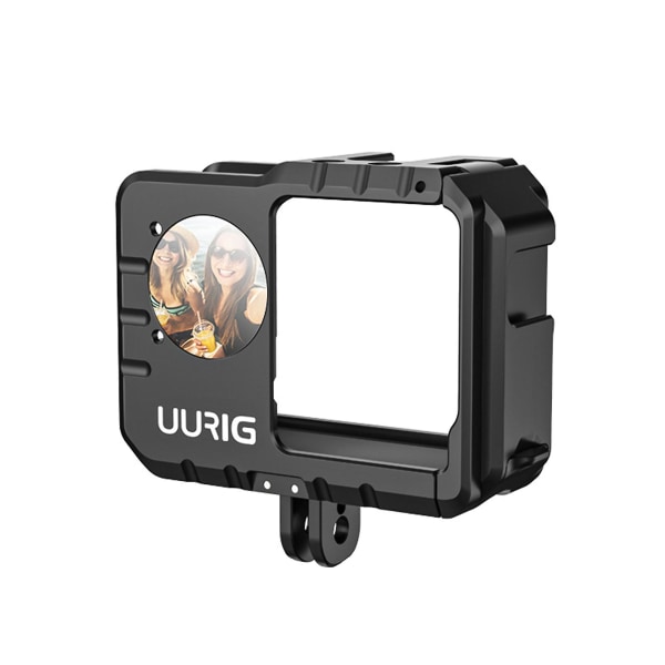 Sportkamera videobur med dubbla kallskofästen Selfie-spegel Skyddsram Kamerabur Vlogg-tillbehör Ersättning för Insta360 One Rs svart