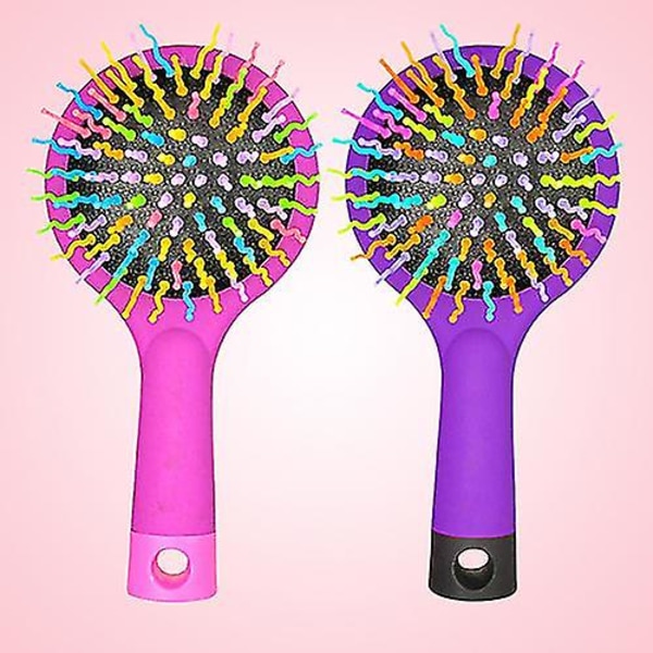 Rainbow Comb Volymborste Candy Tone Magic hårborste med spegel för hårskönhet lila