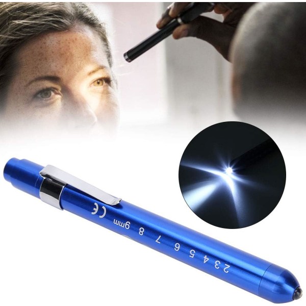 LED Penlight Professionell bärbar diagnostisk lampa Clinical Pen Oftalmisk undersökning Pupill Check Pen Light blue
