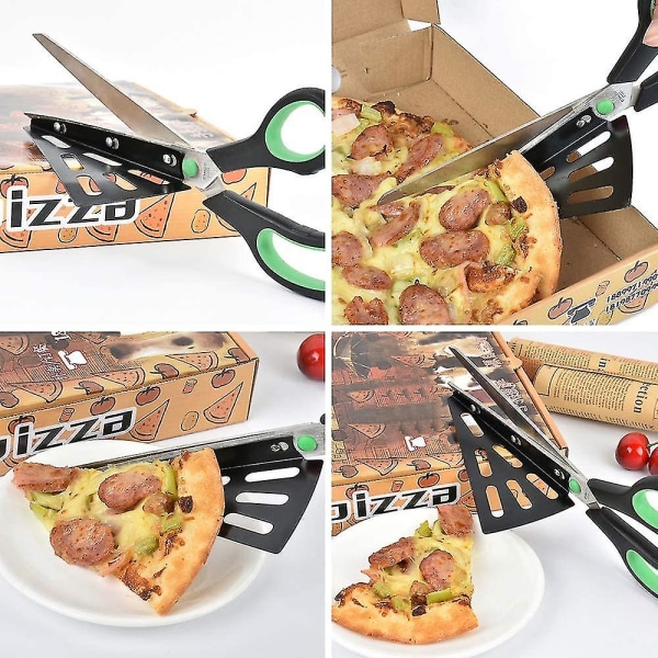 Kit sax med löstagbar pizzaskyffel (-funktion ej kompatibel med pizza) Kit Gadt() 28cm mindre stål pizzasax grön