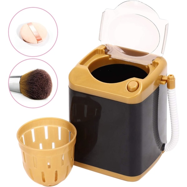 Sminkborste Minitvättmaskin Automatisk rengöring Tvättmaskin Sminkborsterengöringsanordning svart