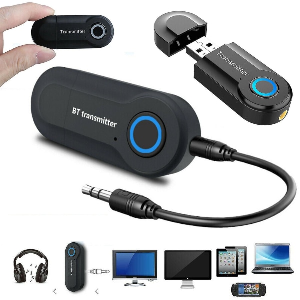 Trådlös Bluetooth sändare för TV-telefon PC Ljudmusikadapter svart