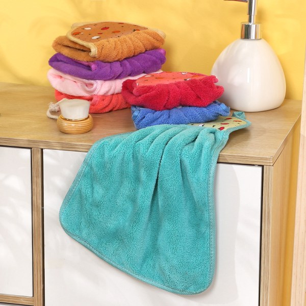 Tjock Coral Velvet Handduk för kök och badrum Ultraabsorberande supermjuk tvättlapp med hängslinga Blue