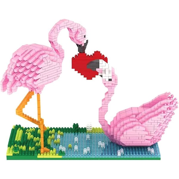 1500 stycken Kljm-02 (flamingo) Mikrobyggklossar Pet Mini Building Toy Tegelstenar rosa