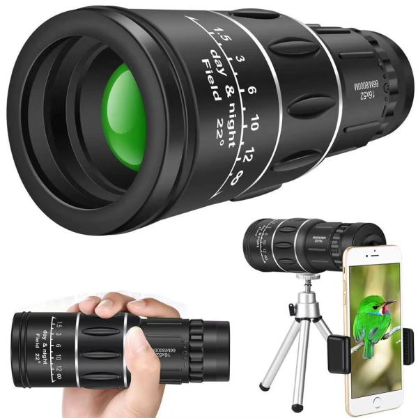 Day&Night Vision HD Optisk Monocular Jakt Camping Vandring Teleskop svart