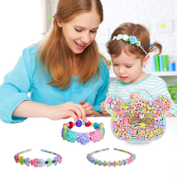 Göra själv armband Pärlor Set Halsband Pärlor String Kit för barn Byggsats Flicka Vävning Armband Smycken Göra Toy Present flerfärgad