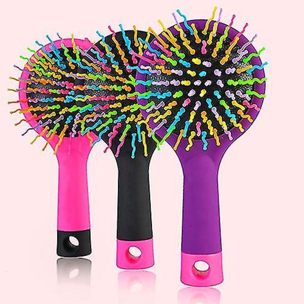 Rainbow Comb Volymborste Candy Tone Magic hårborste med spegel för hårskönhet lila