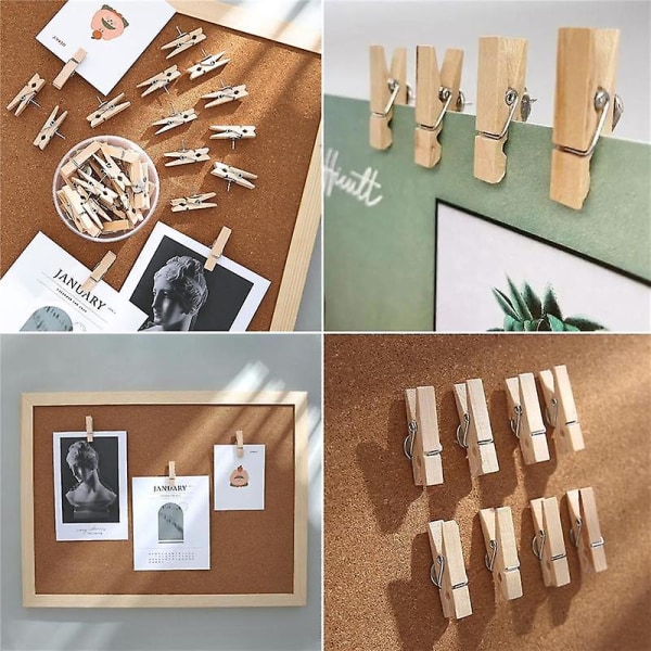 Trycknålar med träklämmor Nyckelnålar häftstift Kreativa pappersklämmor med stift för korksvin brun