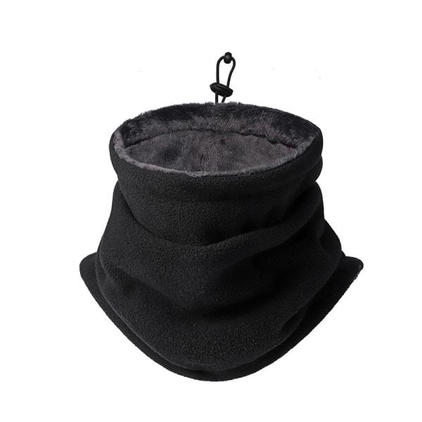 Unisex halsvärmare Tube Vinter varmstickad halsduk Thermal fleecefodrad Circle Snood Black