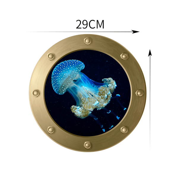 3D hyttventil Undervattens väggdekaler Badrum Sea Life Djur Dekal Vinylaffisch 2st 6