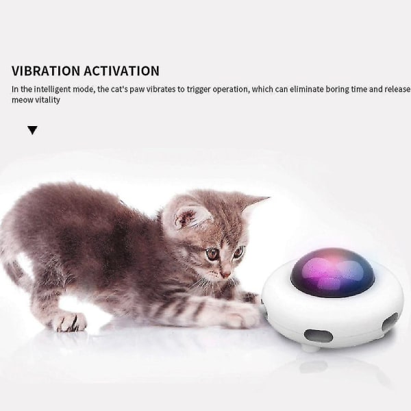 Katter Teaser Leksaker Interaktiva dockor Ufo fjäderpinne Spinning Pet Turntable Fånga utbildning vit