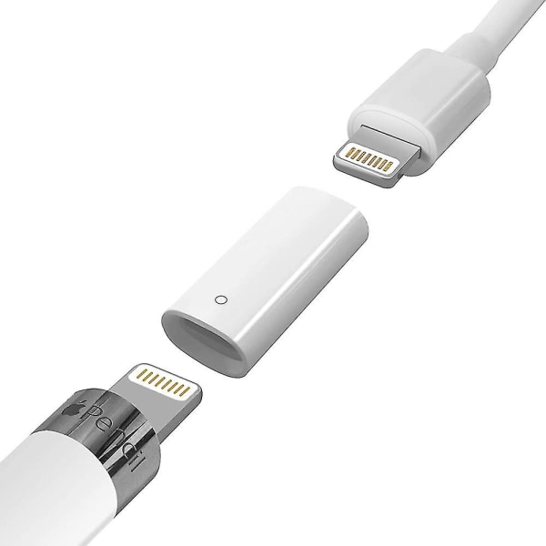 2st Laddningsadapter Kompatibel med Apple Pencil Cable Converter vit