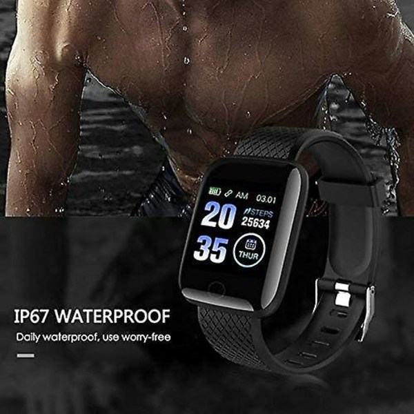 Vattentät Smartwatch Med Puls Blodtrycksdisplay - Fitness Tracking Smartwatch 116 Plus Black
