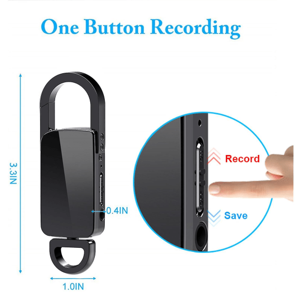 Mini Voice Recorder Nyckelring Recorder Audio Voice Recorder Liten Mp3 Digital Recorder För svart