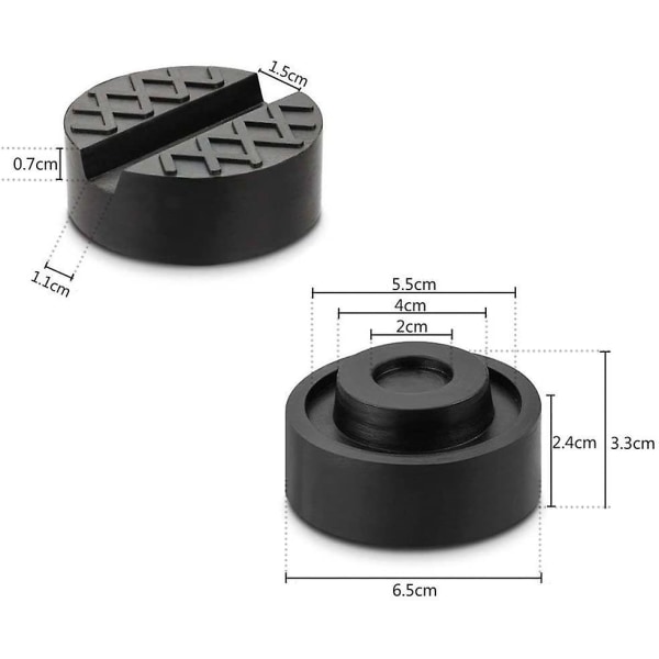 Universal slitsad gummijackdyna ramskena skydd 65mm/2,56 tum Diametersvart1st svart