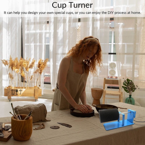 Aluminiumlegeringskopp Turner DIY elektrisk mugg Spinner Rotator Säker roterande färgtillbehör för torkning R blå