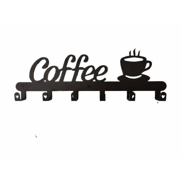Kaffekoppställ Kaffemugghållare Väggmonterad kaffebardekorskylt svart