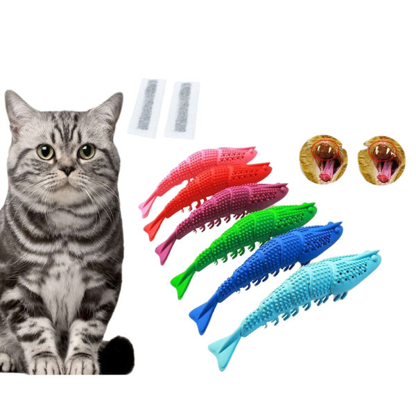 Katt självrengörande tandborste med kattmynta Interactive Cat Pet Toy Dental Toy blå