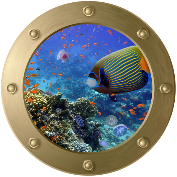 3D hyttventil Undervattens väggdekaler Badrum Sea Life Djur Dekal Vinylaffisch 2st 7
