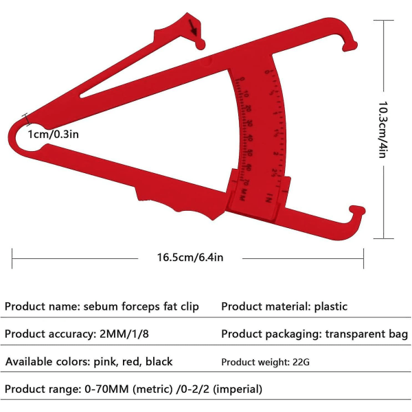 Fat Er Ly Mätning av fett med Dual Scale Jinyi Fat Gau | Skinfold Caliper För Ly Mätning Portable röd