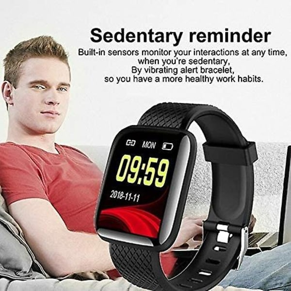 Vattentät Smartwatch Med Puls Blodtrycksdisplay - Fitness Tracking Smartwatch 116 Plus Black