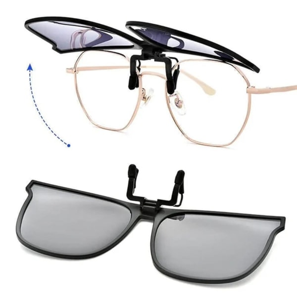 Polariserad Clip-on Flip Up Solglasögon Uv400 linser Vändbar polariserad Clip Xianmu Black Gray