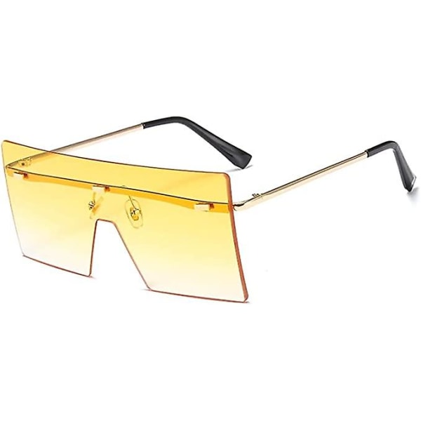 Fyrkantiga båglösa solglasögon Retro Mode Kvinnor Män UV-skydd gul