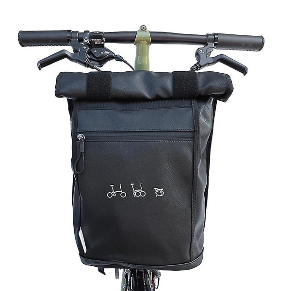Cykel Front Bag Ryggsäck För Brompton 3sixty Folding Bike- svart