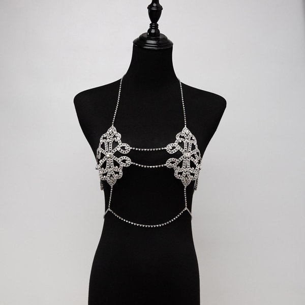 Fashion Body Chain Sparkly Nattklubb Kroppstillbehör Smycken för kvinnor tjejer Silver