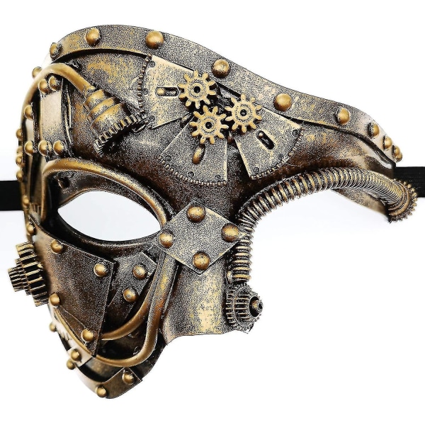 Metal Cyborg Mask Maskerad Mask För Halloween Kostym Party/Phantom Of The Opera/Mardi Gras Ball Gold