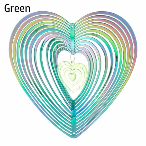 Hjärtformad Flerfärgad Wind Chime Fågelskrämmare Vindspinnare Hängande 2 ST Green