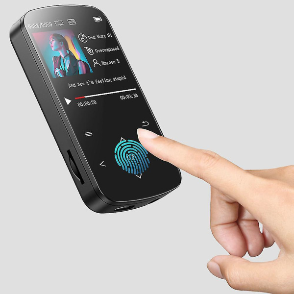 Agptek Mp3-spelare Bluetooth 5.0 Sport 32gb med 1,5 tum Tft färgskärm Mini musikspelare med Cl svart
