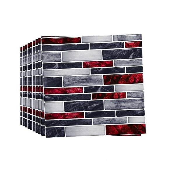 15 cm väggdekor för hemmet självhäftande sticka på badrum kök mosaik kakel klistermärken 30 st. Red