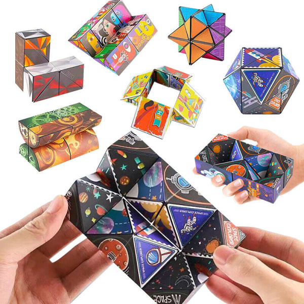 2st 3D Utbytbar Variety Magnetic Magic Cube Hand Flip Pussel Anti Stress Leksaker Present Space