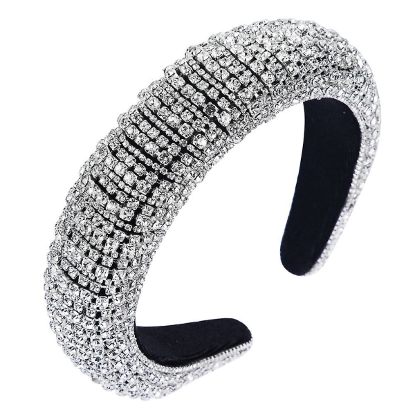 Vit) Rhinestone Crystal Diamond Pannband för kvinnor Fashionabla handgjorda breda hårbågar (1 st vit