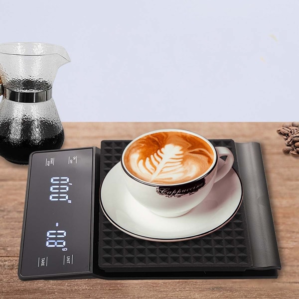 Digital kaffevåg med timer Köksvåg Vattentät elektronisk matvägning Espressovåg svart