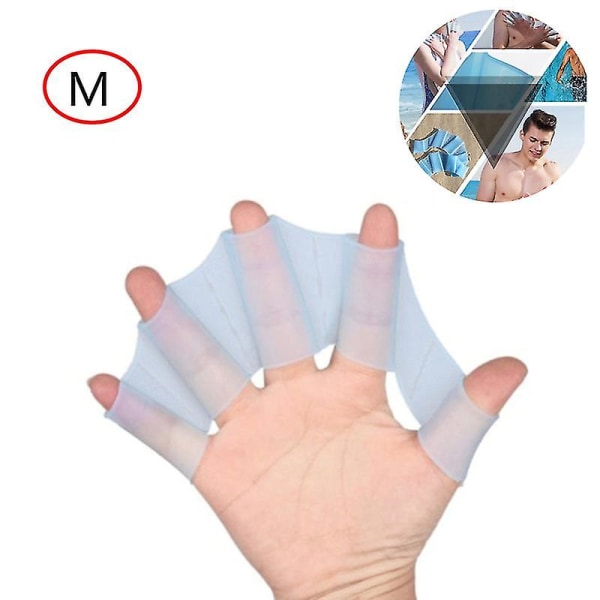 1 par silikonvävda fingrar unisex simhandskar för vuxna barn simhandskar svämmor träningshandske blå