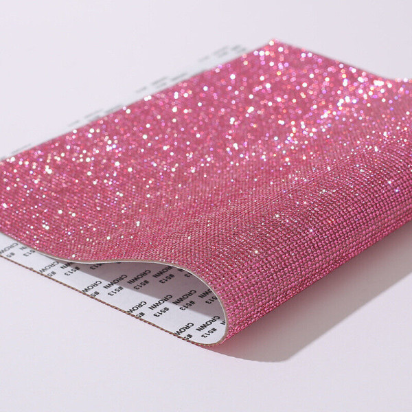 Självhäftande Stick On Rhinestone Crystal Craft Gems Stickers 24*40CM Pink